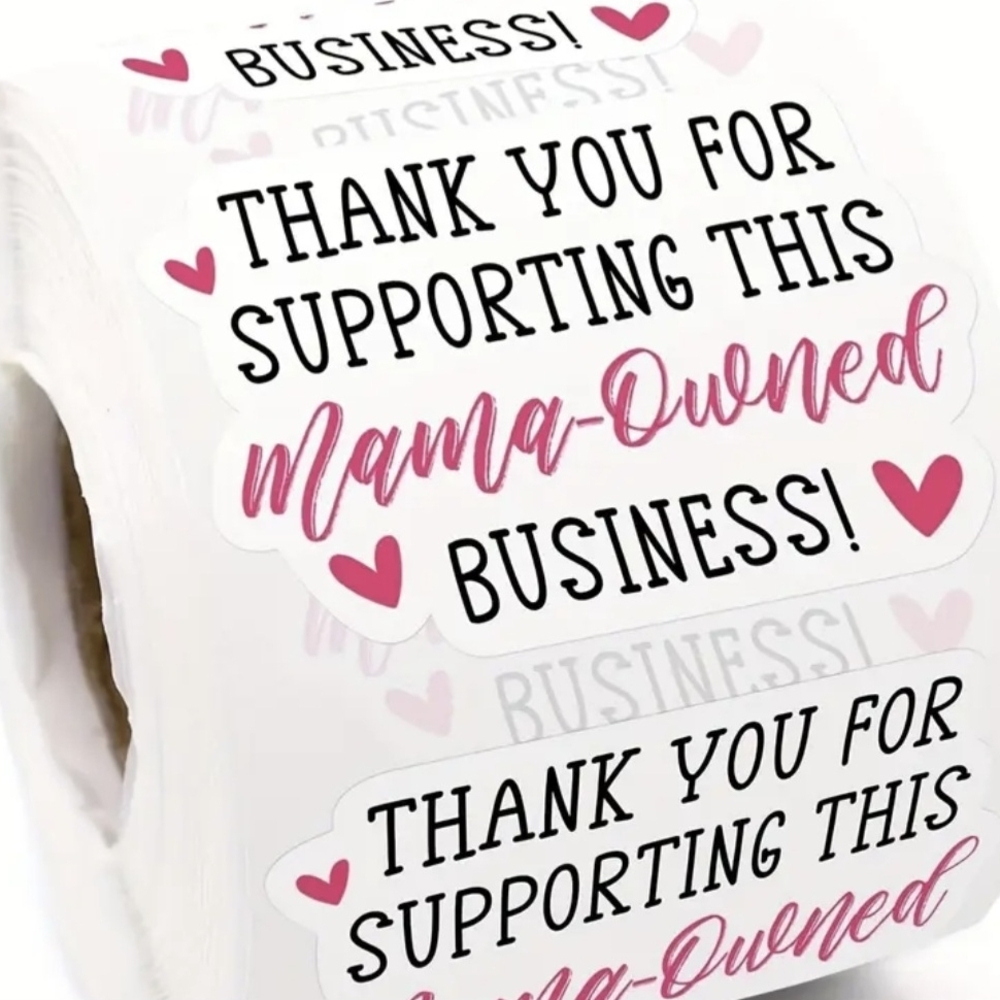 Chic Mama-Owned Business Stickers - Pink and Black